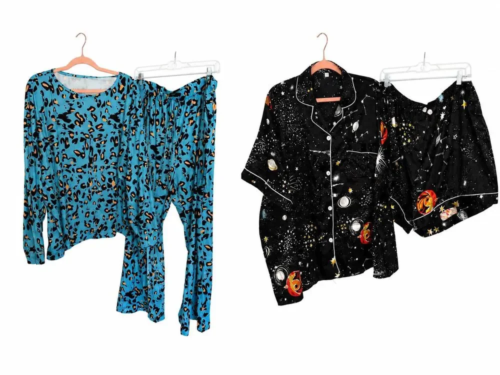 Lot of 2 Women’s Pajama Sets Size 5X Animal & Space Print